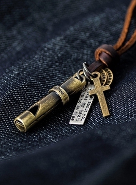 复古文艺皮绳毛衣链长款项链男女时尚配饰衣服挂件吊坠挂饰品项链