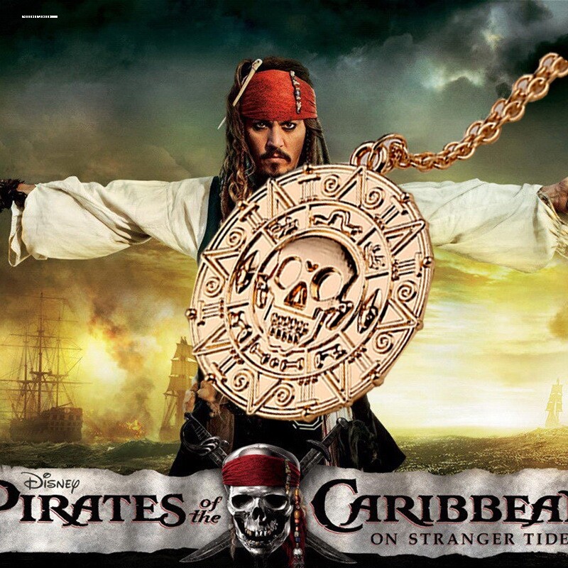 加勒比海盗杰克船长复古金币项链男士吊坠骷髅头挂件金属 - 图3