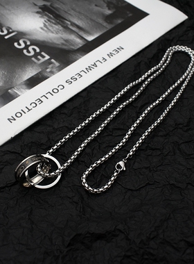 王一博同款钛钢双环相扣