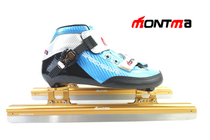 French Montréma Short track Ice Skate Shoes Ice Knife Shoes Children Adults Short Track Speed Skating Ice Knives Exchangeable Wheels Slide Dazzling Blue