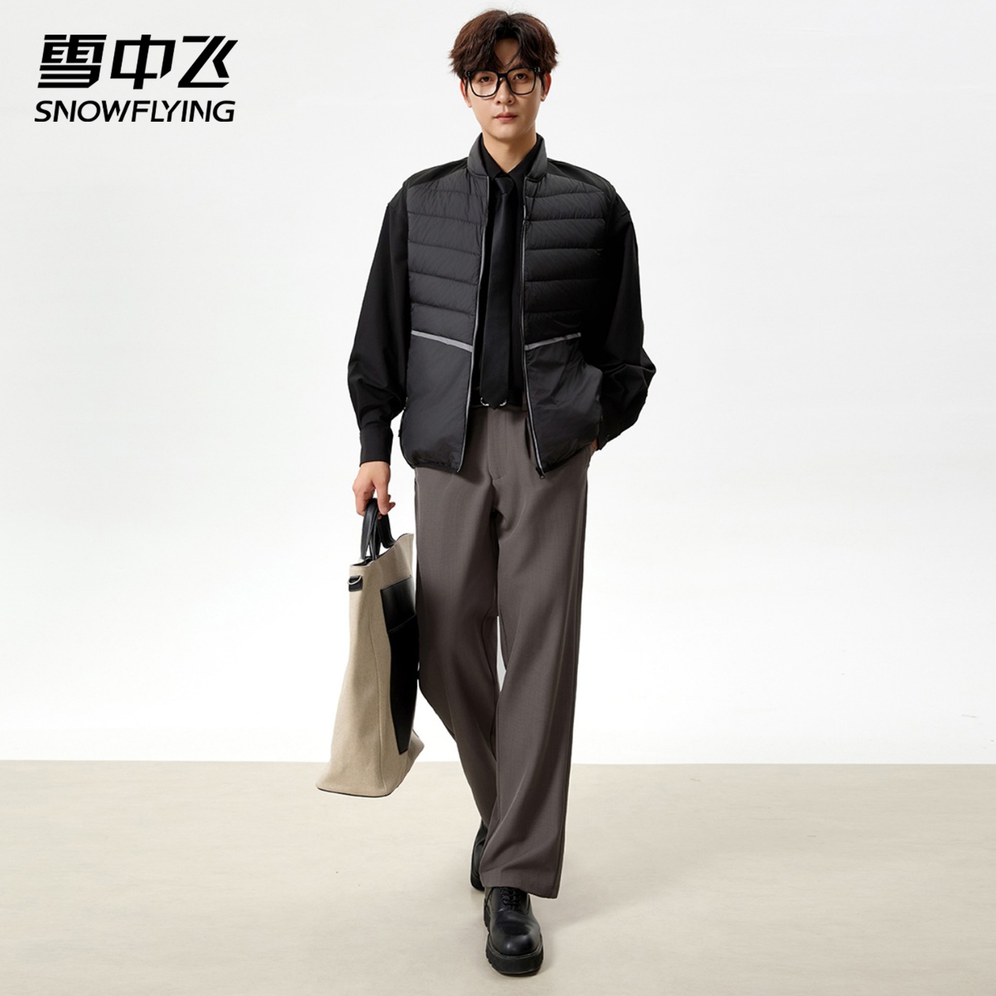 雪中飞男轻薄排骨羽绒马甲2025新款冬季保暖百搭坎肩韩版休闲马夹 - 图3