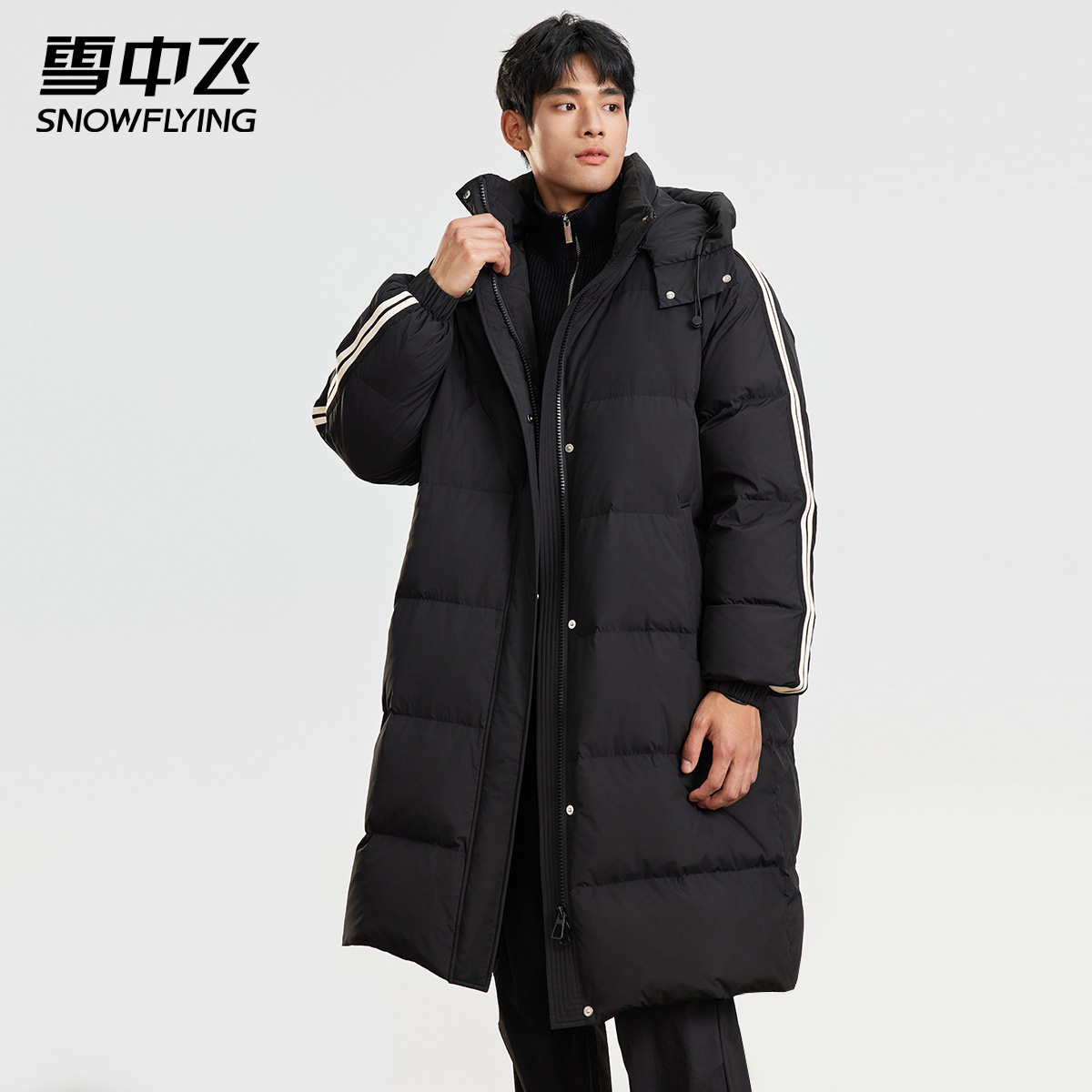 雪中飞运动休闲羽绒服长款男女冬季新品情侣保暖防风加厚训练外套