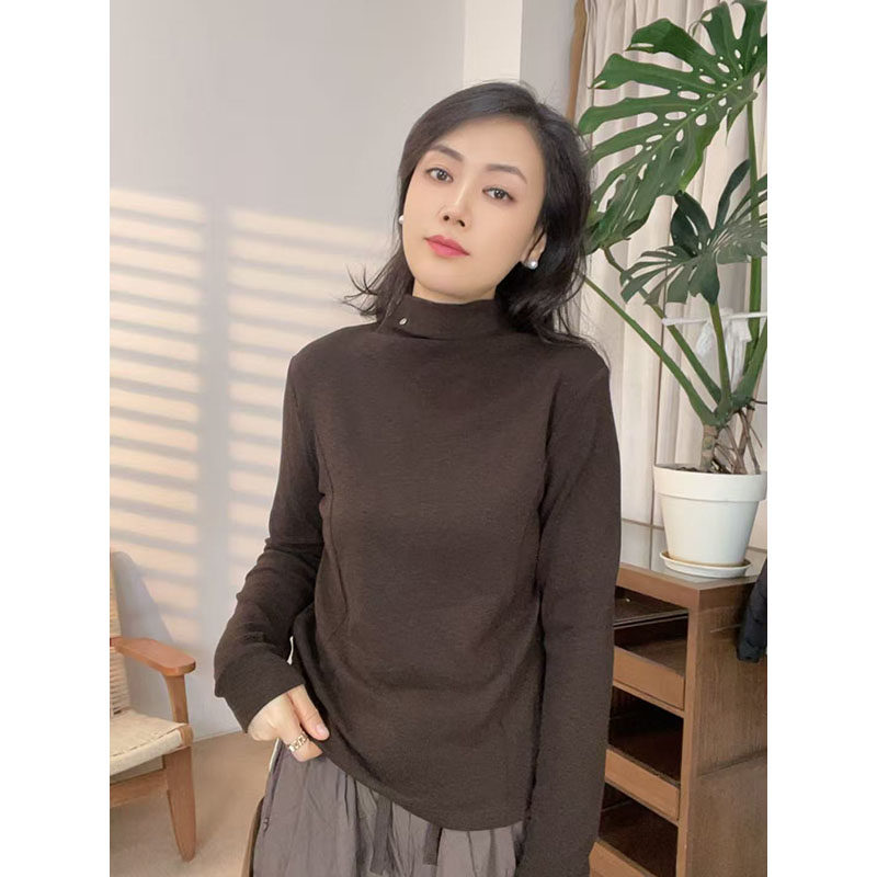 新款纯色加厚半高领字母豆长袖内搭女修身显瘦百搭休闲上衣31127,淘宝优惠券,粉丝福利购,淘宝优惠卷