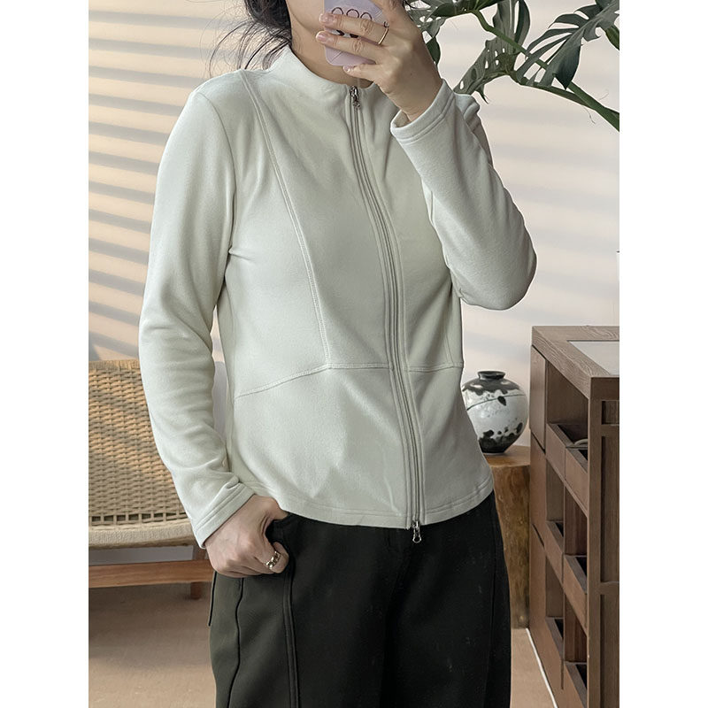 2025冬款简约通勤风立领拉链开衫女长袖修身显瘦纯色外套上衣537,淘宝优惠券,粉丝福利购,淘宝优惠卷