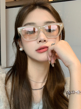 偏光女街拍渐变落日色茶色墨镜