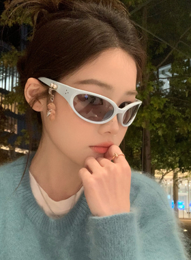 MELIYA蓝色发箍墨镜gm骑行千禧猫眼太阳镜配饰可换jennie同款男女