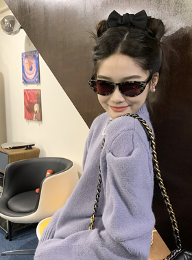 欧美小红书复古猫眼豹纹墨镜偏光
