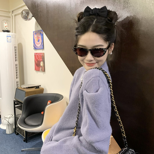 European and American Little Red Book retro cat eye leopard print sunglasses polarized