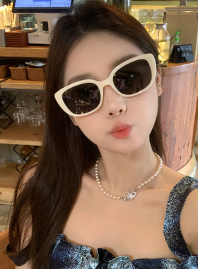 MELIYA方框大脸显瘦白色偏光太阳眼镜时尚高级感撞色防晒墨镜男女