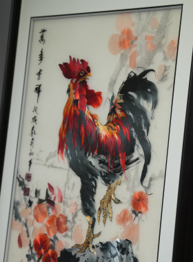 玄关新中式纯手工刺绣苏绣装饰画