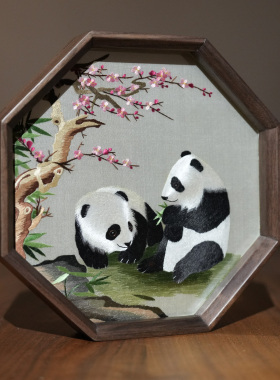 纯手工苏绣双面绣实木框摆件