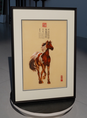 苏绣成品纯手工刺绣挂画马到成功