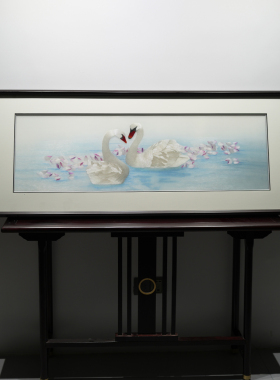 苏绣成品挂画天鹅纯手工刺绣