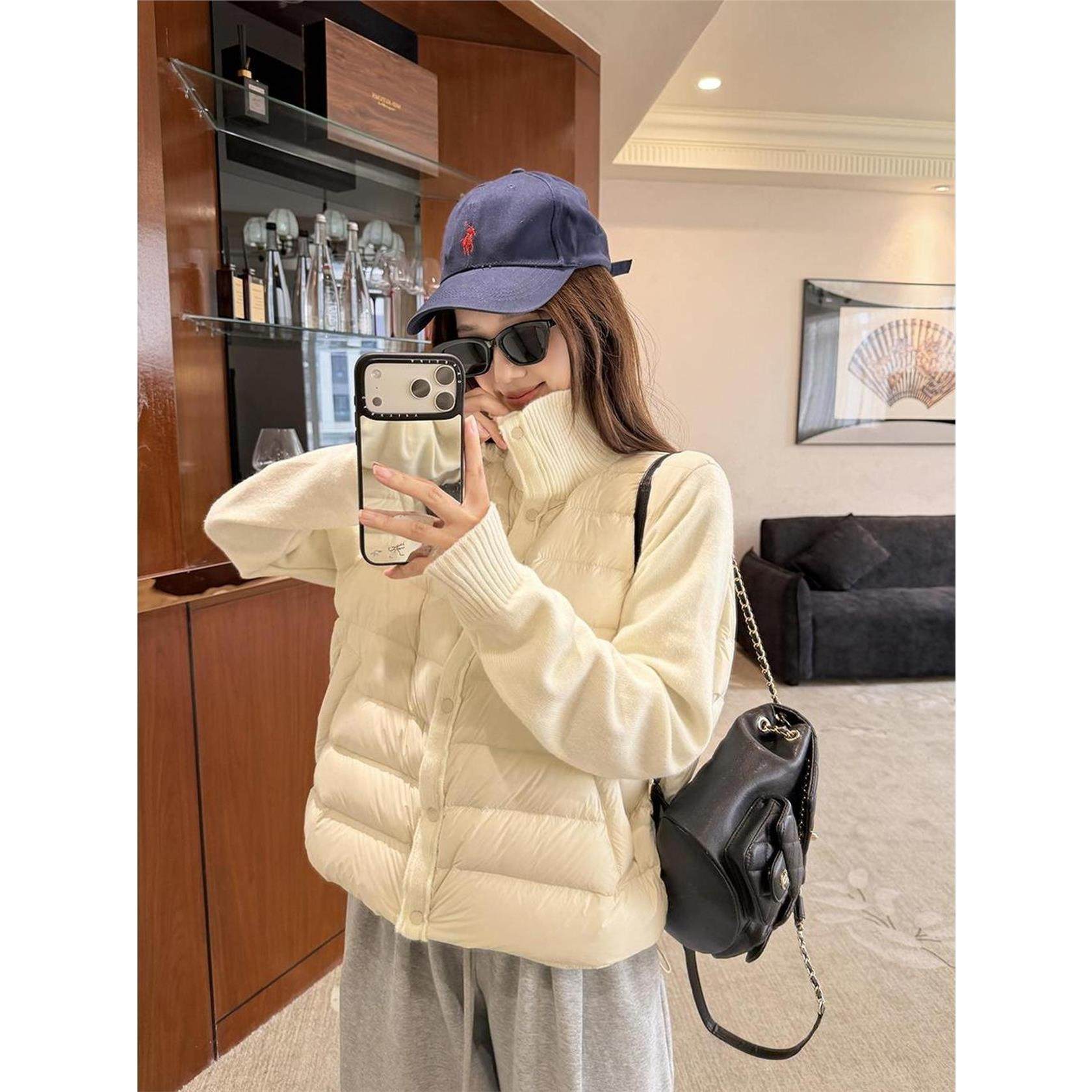 覆古针织立领拼接棉服女2025秋冬新款小个子加厚保暖长袖棉衣外套,淘宝优惠券,粉丝福利购,淘宝优惠卷