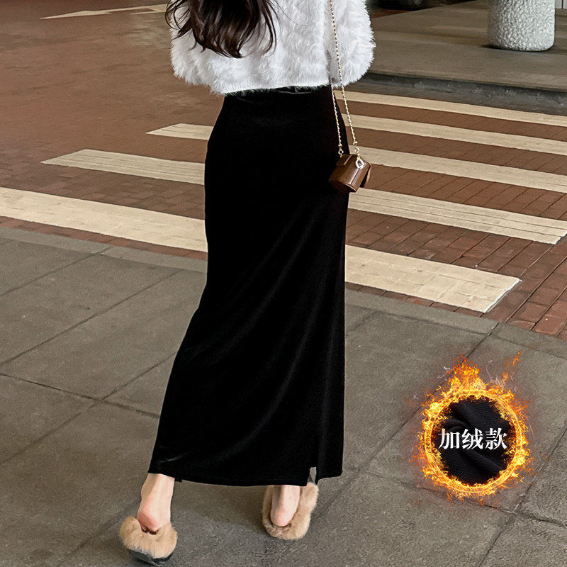 加绒裙子女秋冬金丝绒半身裙2025新款高腰半裙丝绒长裙直筒一步裙,淘宝优惠券,粉丝福利购,淘宝优惠卷