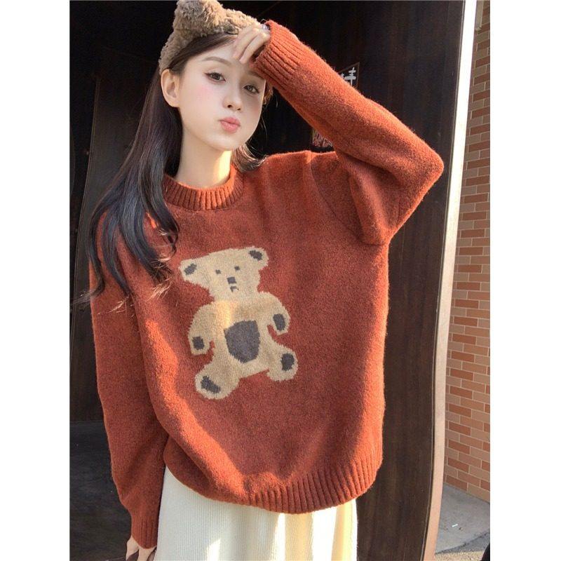 温柔风奶fufu减龄小熊毛衣女秋冬季大码胖mm显瘦软糯中长款针织衫,淘宝优惠券,粉丝福利购,淘宝优惠卷