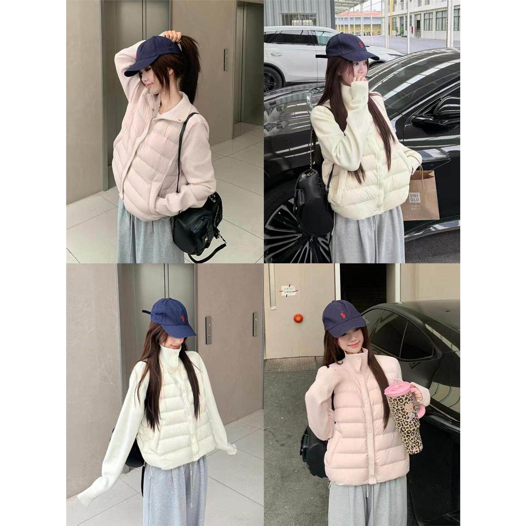 覆古针织立领拼接棉服女2025秋冬新款小个子加厚保暖长袖棉衣外套,淘宝优惠券,粉丝福利购,淘宝优惠卷