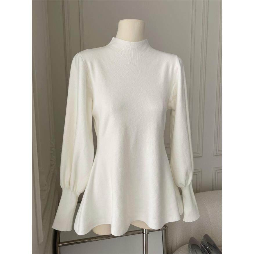 大码女装白色半高领内搭灯笼袖针织衫毛衣秋季胖mm掐腰打底衫上衣,淘宝优惠券,粉丝福利购,淘宝优惠卷