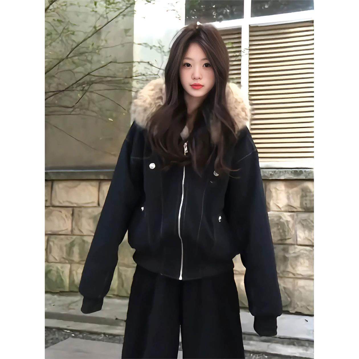 美式覆古座山雕加绒加厚毛领连帽2025冬季棉服女保暖宽松棉衣外套,淘宝优惠券,粉丝福利购,淘宝优惠卷