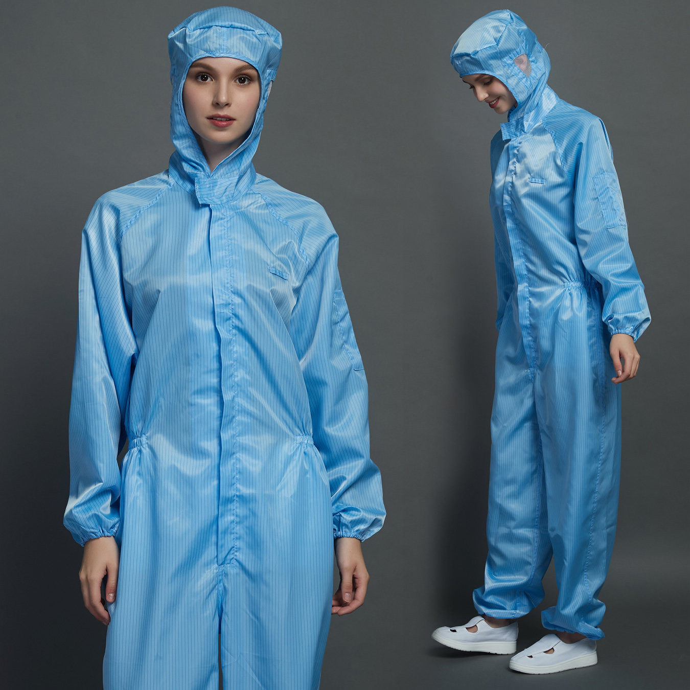 灰色防静电服连体服防尘服防护服实验制药服无尘服喷涂服隔离服