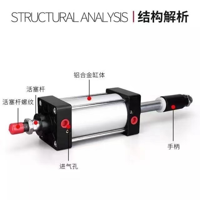 亚德客型气缸可调行程气动大推力标准SCJ50/63/80/100*50*75-200 - 图0