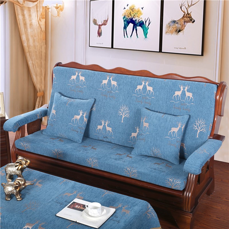 沙发坐垫连体带靠背海绵可拆洗防滑三人老旧式红实木头款长沙发垫