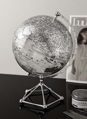 透明地球仪摆件轻奢高档现代家居客厅酒柜电视柜办公室书柜装饰品