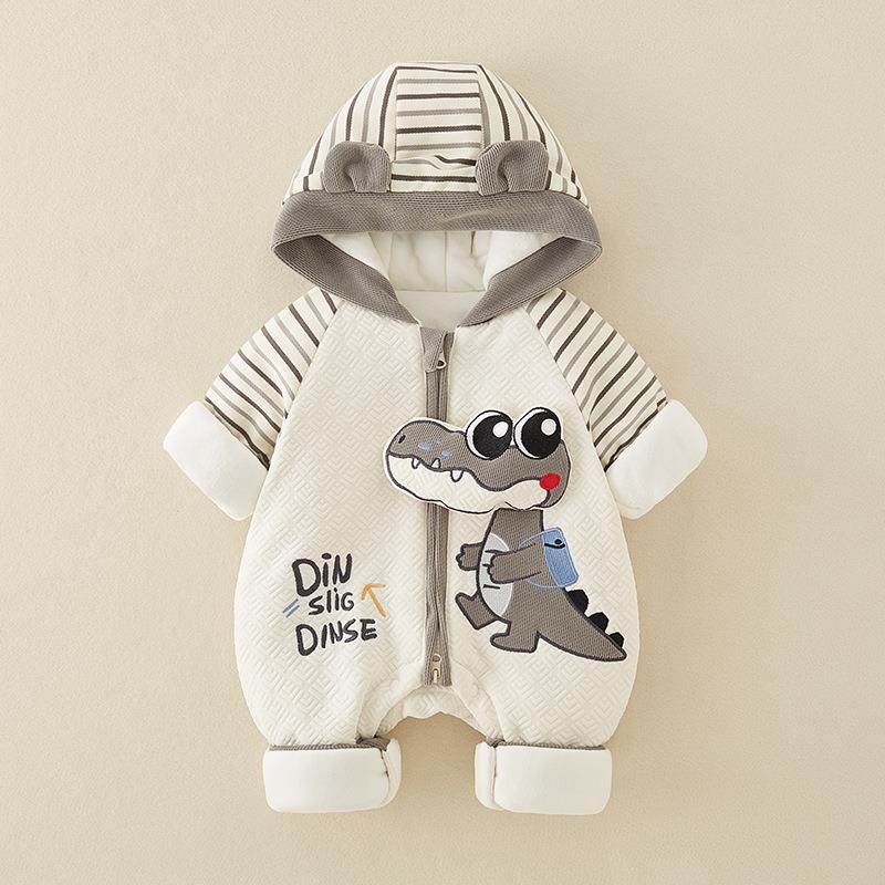 新生婴幼儿冬季卡通鳄鱼棉衣保暖连体衣男女宝宝衣服爬服外出哈衣,淘宝优惠券,粉丝福利购,淘宝优惠卷