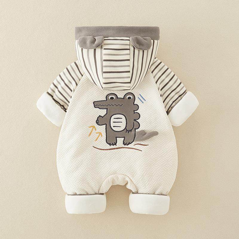 新生婴幼儿冬季卡通鳄鱼棉衣保暖连体衣男女宝宝衣服爬服外出哈衣,淘宝优惠券,粉丝福利购,淘宝优惠卷