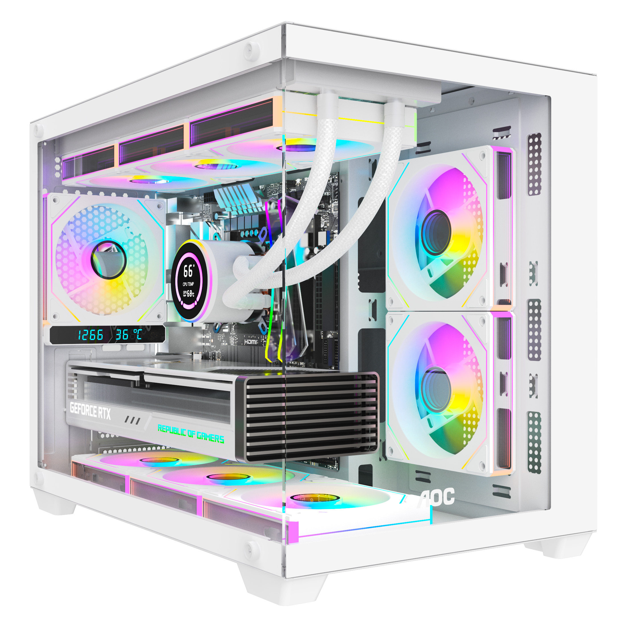 AOC海景房机箱CG381/391/392支持MATX无立柱侧透台式电脑240水冷,淘宝优惠券,粉丝福利购,淘宝优惠卷