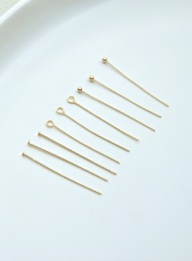 圆头针14k包金保色t针diy耳饰品