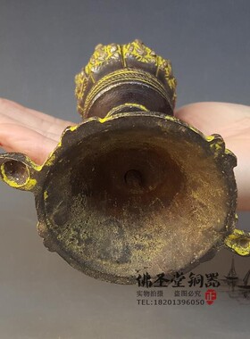 尼泊尔纯铜烛台佛像古玩装饰品