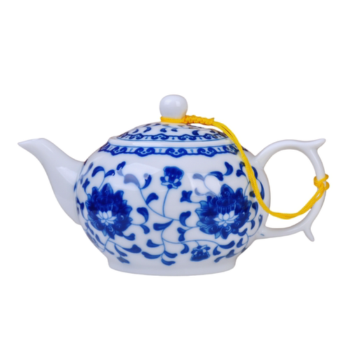 陶瓷茶壶青花瓷器釉中彩骨瓷功夫小号单壶泡茶壶带过滤孔缠枝莲 - 图2