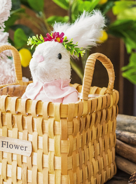 JK慕空间 可爱田园风涤纶白色兔子男女摆件 花园阳台动物装饰