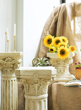 jk慕空间欧式复古做旧边几罗马柱