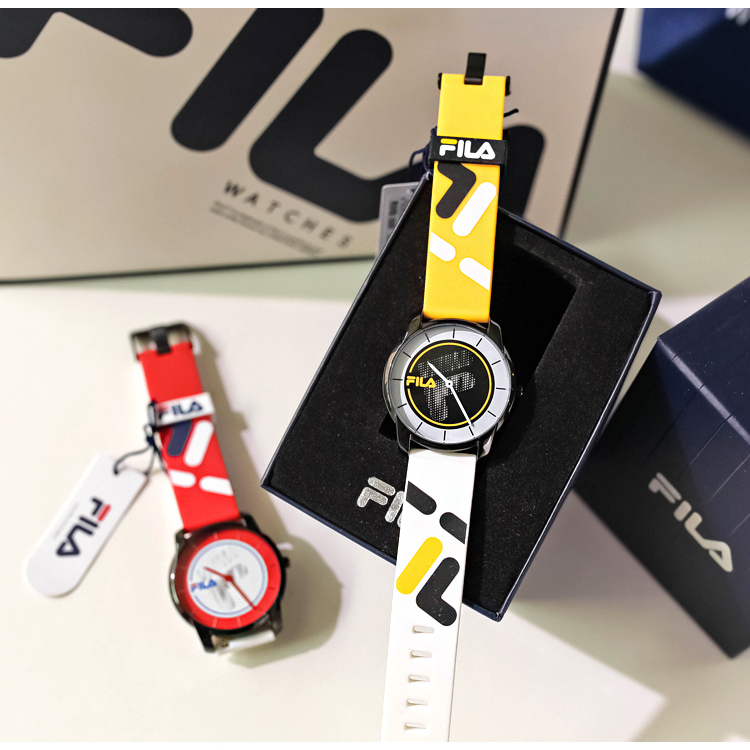 意大利FILA斐乐品牌正品时尚休闲运动彩色硅胶表带石英手表中性女 - 图0