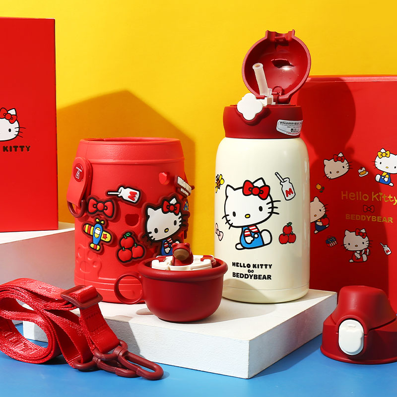 杯具熊哈喽hellokitty儿童保温杯女生上学专用水壶316食品级水杯 - 图0