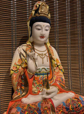九鼎雕刻天然汉白玉祝福中式佛堂