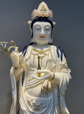 西方三圣108cm天然汉白玉原石
