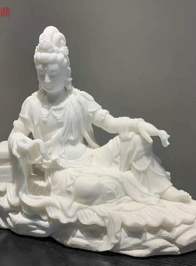 持经观音汉白玉雕刻摆件观自在