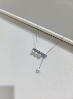 losu流素.平衡木强光高品质珍珠项链纯银配件S925银