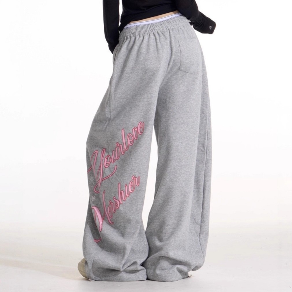 2025秋冬新款广场舞裤美式字母印花卫裤宽松弯刀裤阔腿裤曳步舞裤,淘宝优惠券,粉丝福利购,淘宝优惠卷