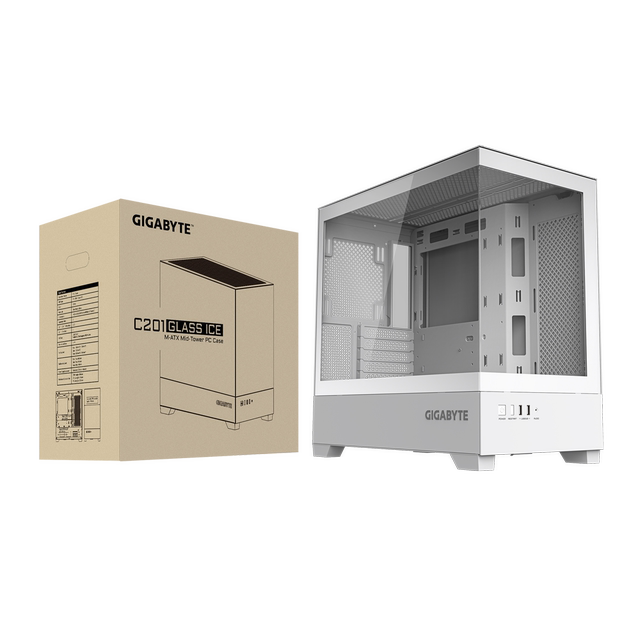 Gigabyte C201G/C201GI black/white double-sided panoramic tempered glass side-transparent sea view room chassis