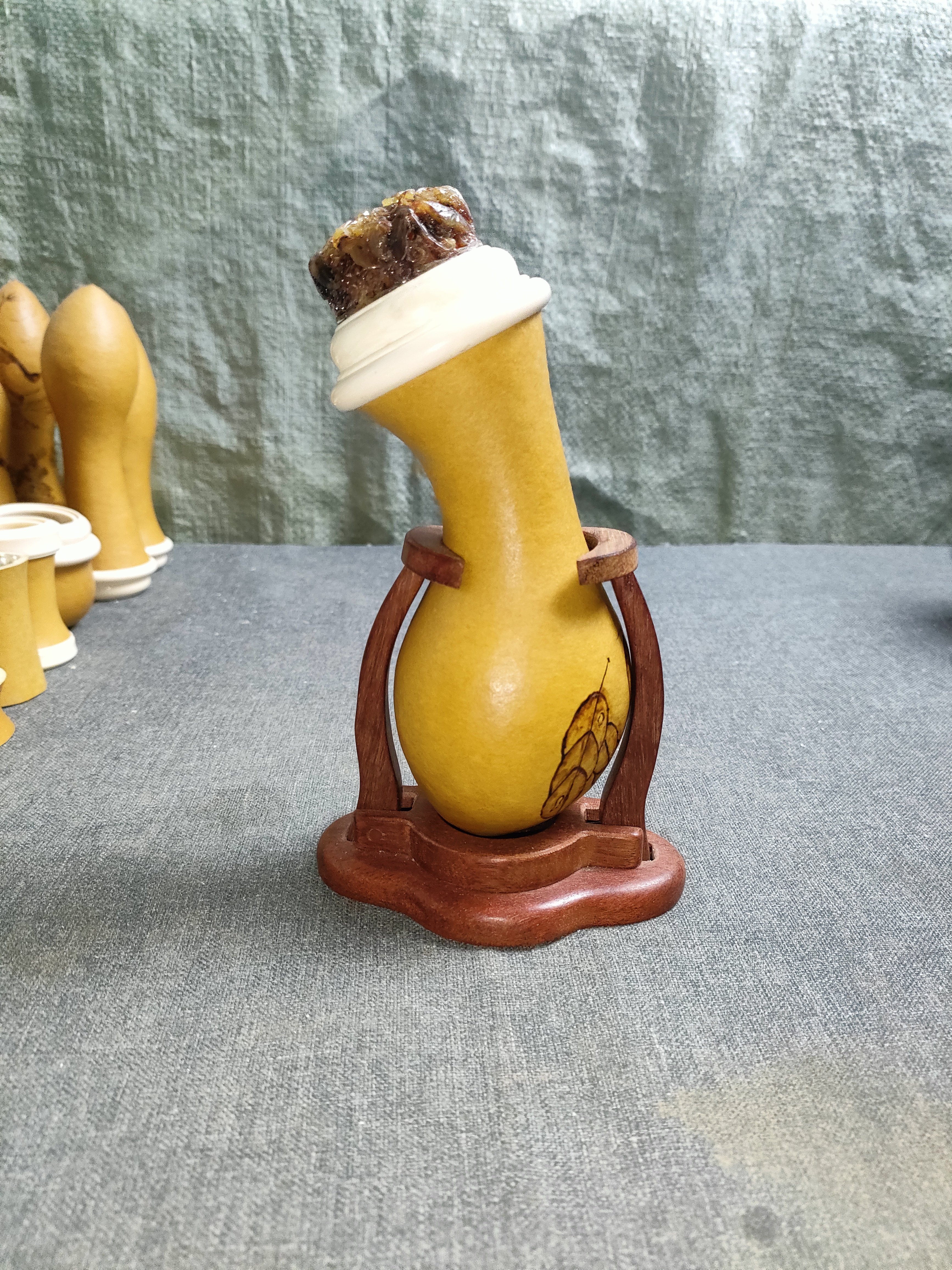 手工烙画蝈蝈葫芦檀木红木镶口A蟋蟀蛐蛐葫芦叫S罐摆件文玩把件虫,淘宝优惠券,粉丝福利购,淘宝优惠卷