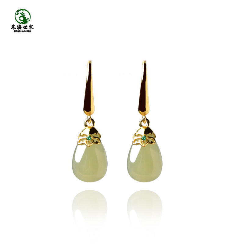 和田玉耳饰女925银东海水晶玛瑙翡翠玉石散珠子晴水水滴玄学耳钉,淘宝优惠券,粉丝福利购,淘宝优惠卷