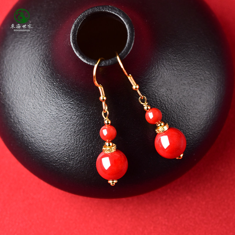 朱砂耳坠帝王砂紫金砂东海水晶玛瑙宝玉石散珠子红砂葫芦造型耳饰,淘宝优惠券,粉丝福利购,淘宝优惠卷