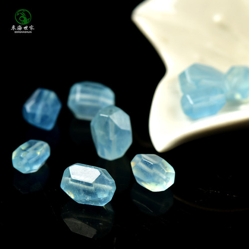 海蓝宝散珠子东海水晶玛瑙玉石手链串diy配件不规则异形随形单珠 - 图1