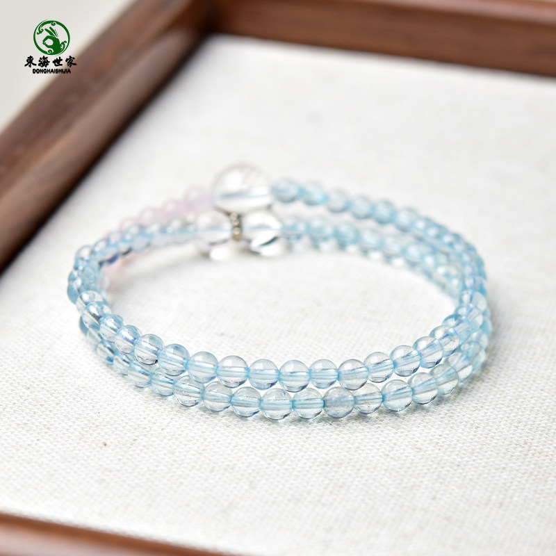 海蓝宝手串女东海水晶玛瑙玉髓翡翠宝玉石单散珠子粉晶白水晶手链,淘宝优惠券,粉丝福利购,淘宝优惠卷