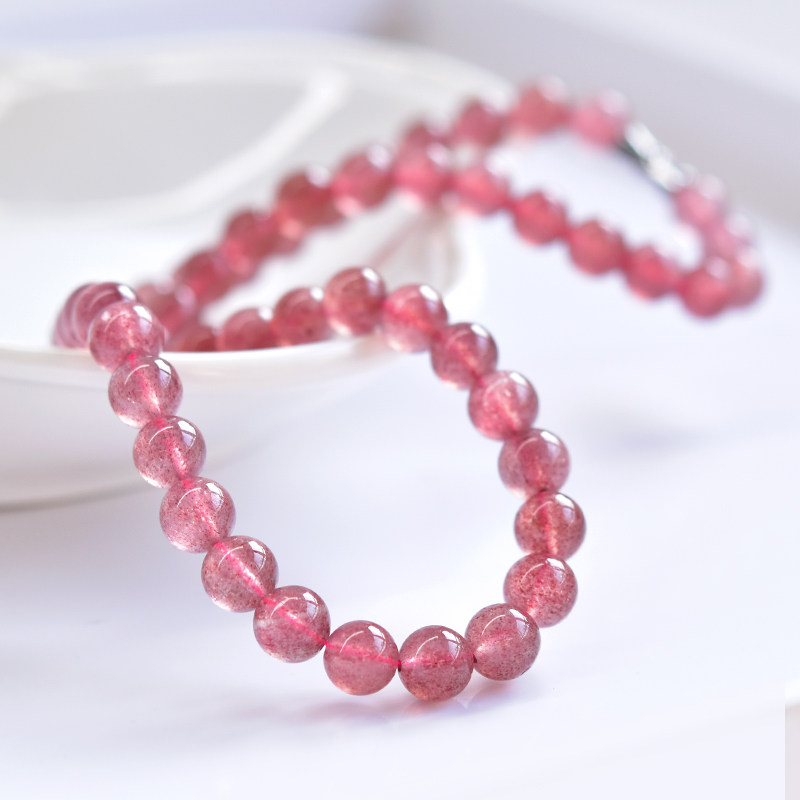 草莓晶项链女东海水晶玛瑙翡翠玉石粉红色散珠子手链串情人节吊坠,淘宝优惠券,粉丝福利购,淘宝优惠卷