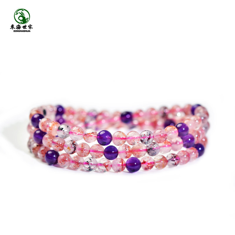 超七水晶手链女男烟花黑金草莓晶东海水晶单散珠子吊坠超级7手串,淘宝优惠券,粉丝福利购,淘宝优惠卷